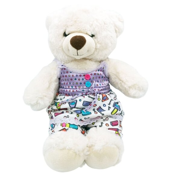 White Build a Bear Plush Beauty Sleep Pajamas 15 Inch Soft BBWS Stuffed Animal - Picture 1 of 15